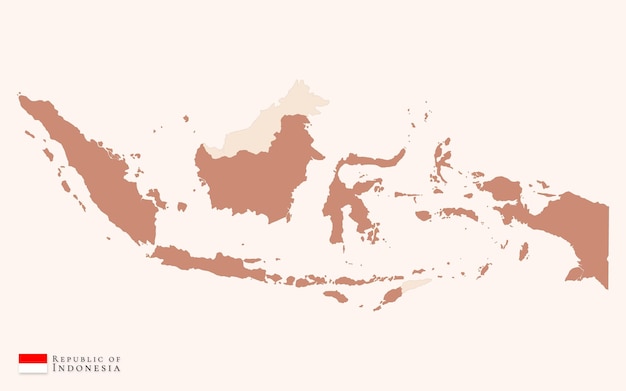 Plik wektorowy indonezyjska ilustracja mapy w kolorze beżowym