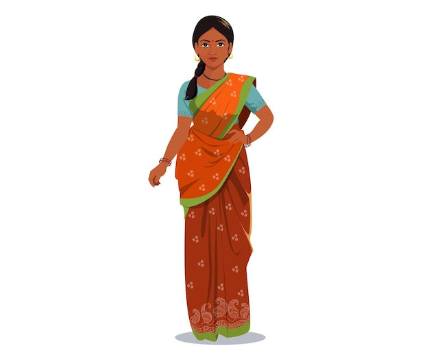 Plik wektorowy indyjska kobieta w tradycyjnym ubraniu saree