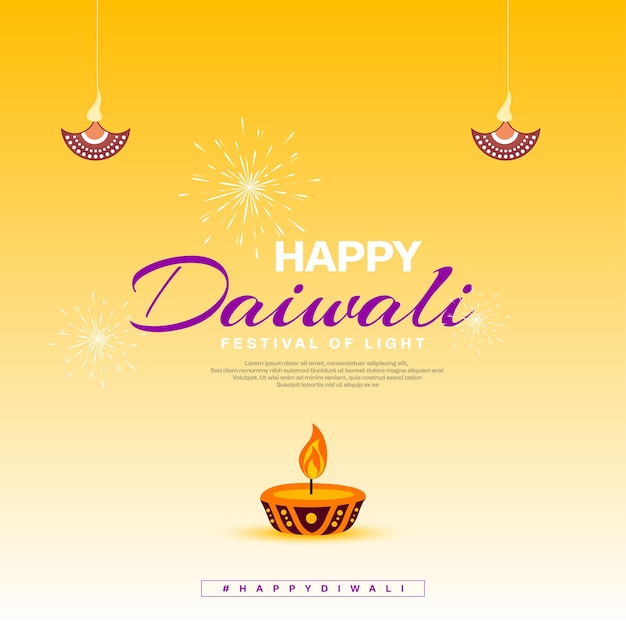 Indyjska Uroczystość Happy Diwali I żółty Wzór Tła