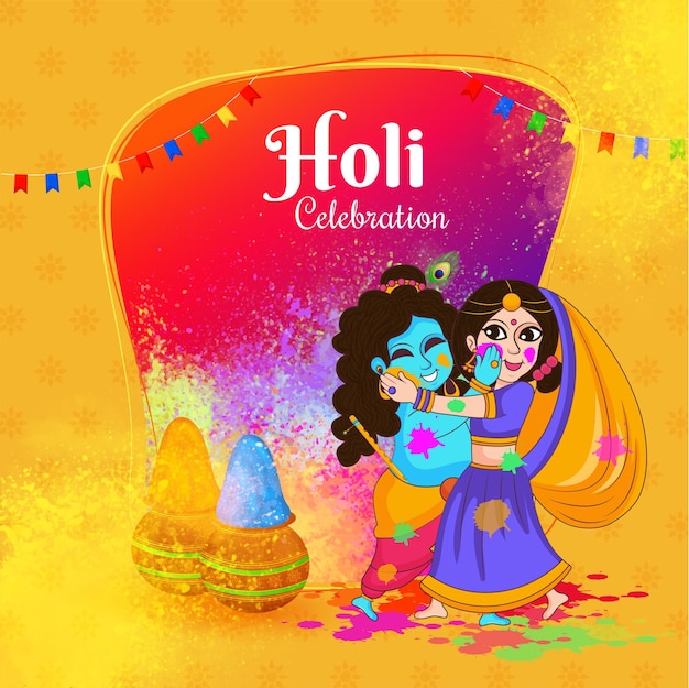 Indyjski Bóg Shri Krishna I Radha Rani świętują święto Holi