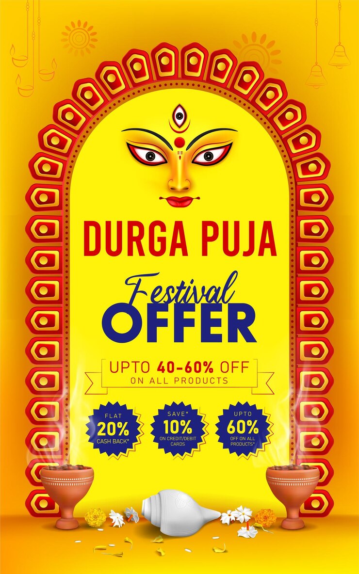 indyjski festiwal durga puja oferuje plakat festiwalu navratri sprzedaż szablonu tła
