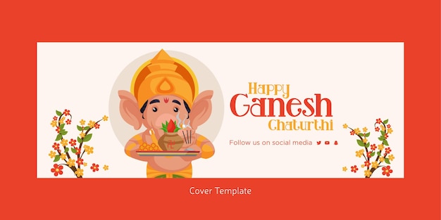 Indyjski Festiwal Happy Ganeśćaturthi Projekt Okładki Na Facebooku