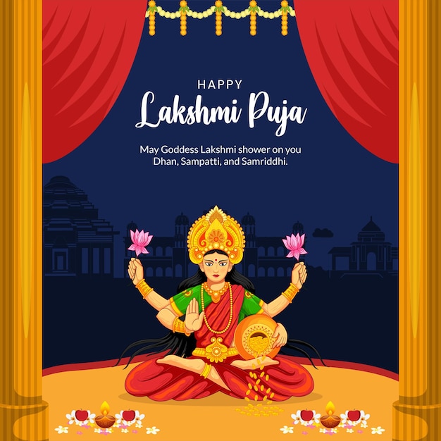 Indyjski Festiwal Religijny Szablon Projektu Transparentu Happy Lakshmi Puja