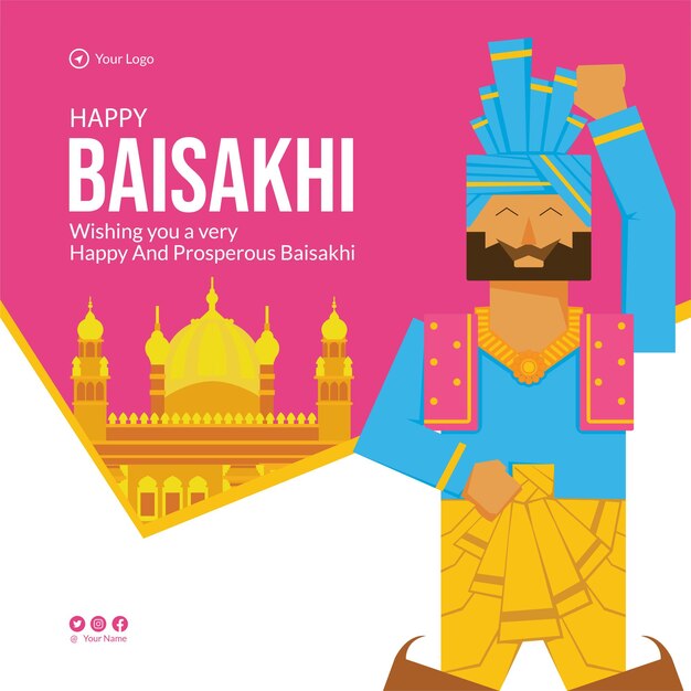 Indyjski Festiwal Szczęśliwy Szablon Projektu Banera Baisakhi