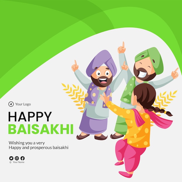 Indyjski Festiwal Szczęśliwy Szablon Projektu Banera Baisakhi