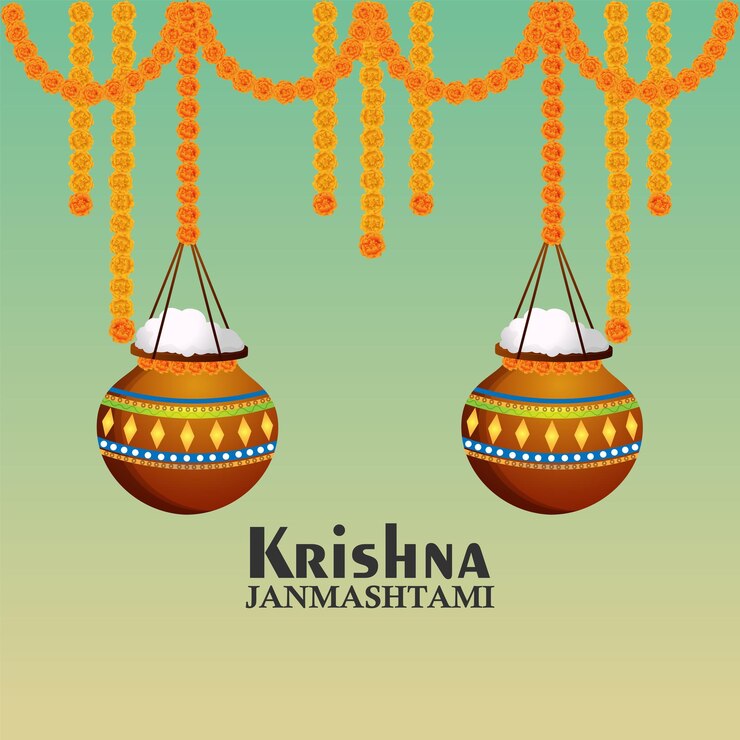Indyjski festiwal szczęśliwy transparent krishna janmashtami