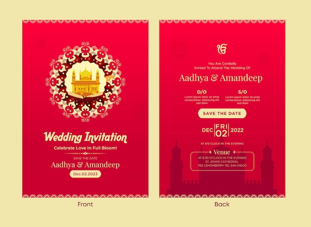 Indyjski Projekt Szablonu Karty Zaproszenie Na ślub