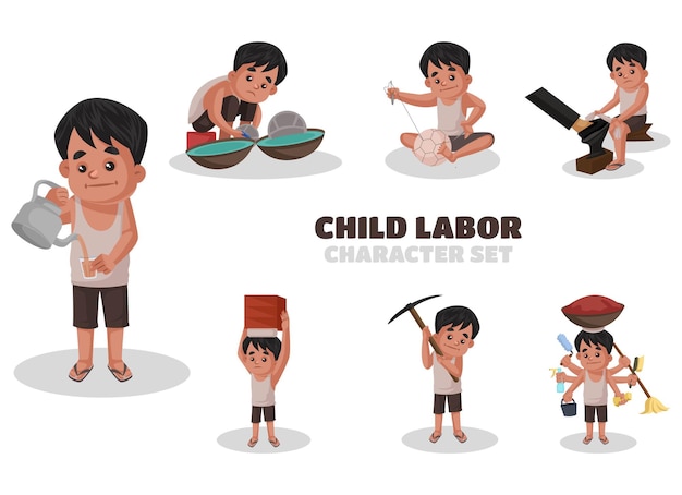 Indyjski Zestaw Znaków Ilustracja Dziecko Robi Ilustracji Pracy W Stylu Cartoon