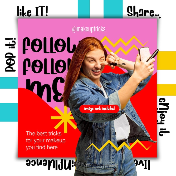 Wektor influencer szablon mediów społecznościowych dzielić się nim jak to zrobić