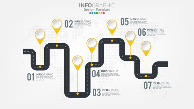 Infograf Kroki Kolor Elementu Ze Strzałką, Wykres Wykresu, Biznes Koncepcja Marketingu Online.