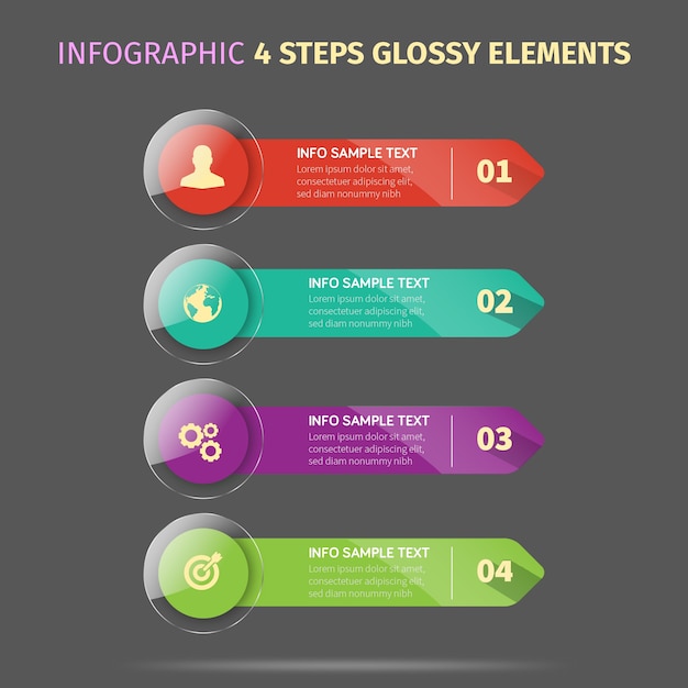 Plik wektorowy infograficzne 4 opcje połysków do drukowania