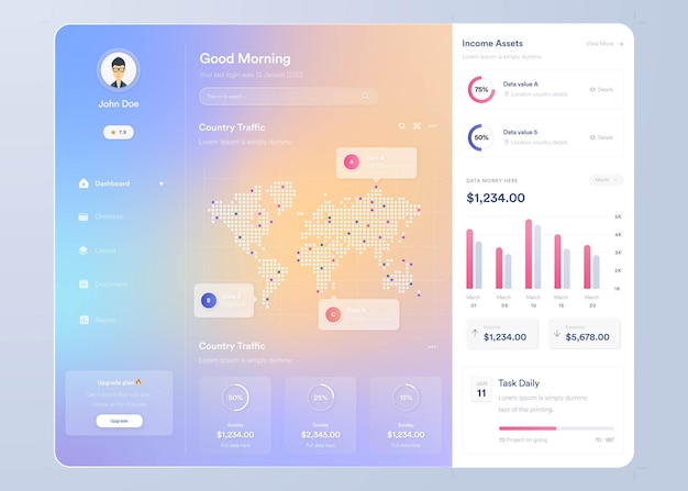 Infograficzny Projekt Uiux Deski Rozdzielczej Z Wykresami Wykresów I Diagramem