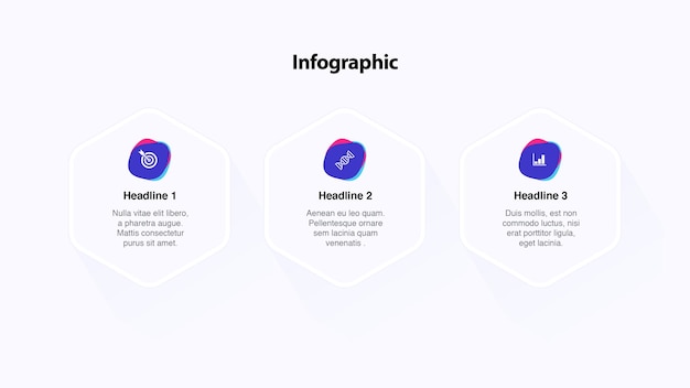 Infografika 3-stopniowa Funkcje Usług Z Kształtami Sześciokątnymi