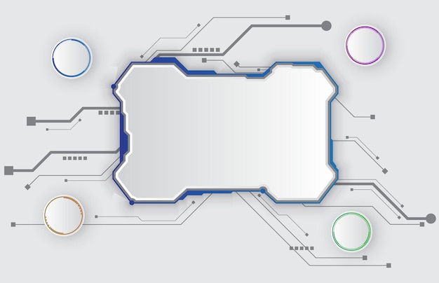 Infografika Biały Szablon Wyświetlacza Hud Ui Z Wektorem Infografiki Prezentacji Linii Elektronicznej Obwodu