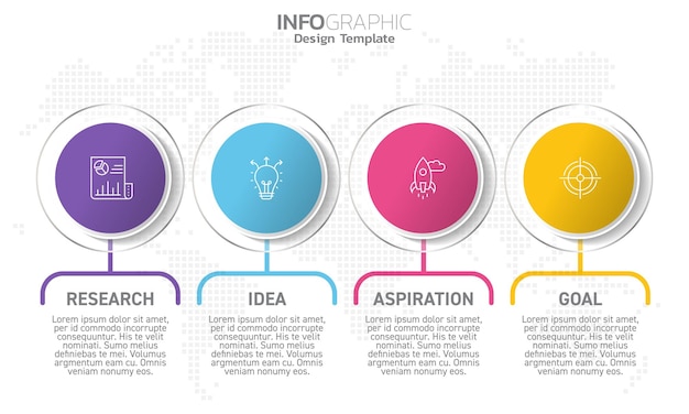 Infografika Biznesowa 4 Kroki Do Sukcesu Z Inspiracją I Celem Badań Naukowych