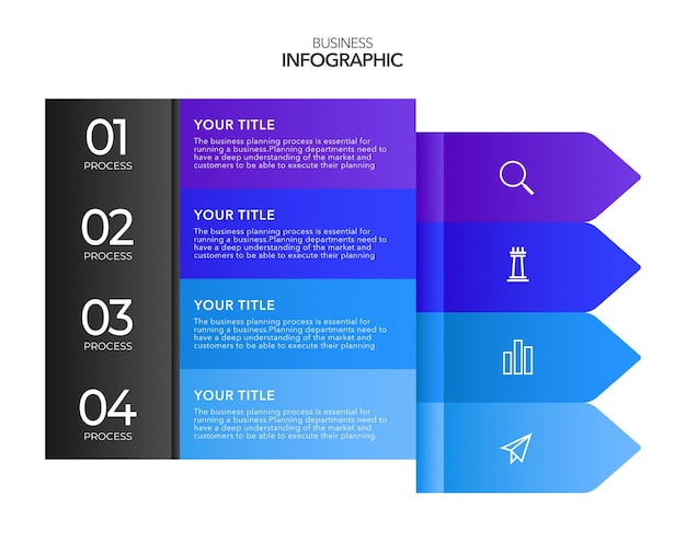 Infografika Biznesowa, Kroki Opcji Procesu, Kolorowy Szablon Infograficzny Wektorowy. Wektor Stockowy Chory