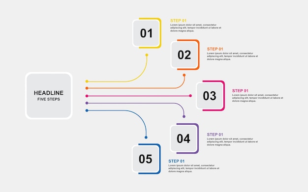 Infografika Biznesowa Z 5 Opcjami Etapów Procesów Ilustracja Wektorowa