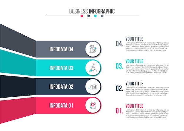 Infografika Danych Biznesowych Wykres Procesu Abstrakcyjne Elementy Diagramu Wykresu Z 4 Krokami