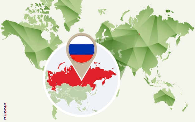 Plik wektorowy infografika dla rosji szczegółowa mapa rosji z flagą