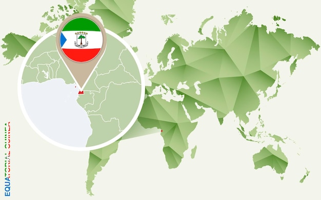 Infografika Dla Szczegółowej Mapy Gwinei Równikowej Gwinei Równikowej Z Flagą