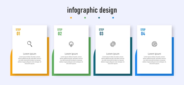 Infografika Elegancka Kolekcja Kroków Szablon Płaska Konstrukcja Z 4 Krokami Premium Wektor