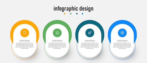 Infografika Elegancki Profesjonalny Szablon Z 4 Krokami Premium Wektor