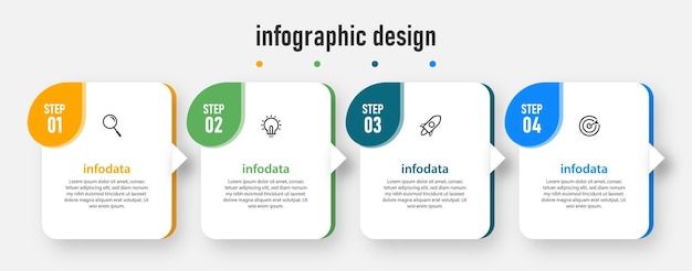 Infografika Elegancki Profesjonalny Szablon Z 4 Krokami Premium Wektor