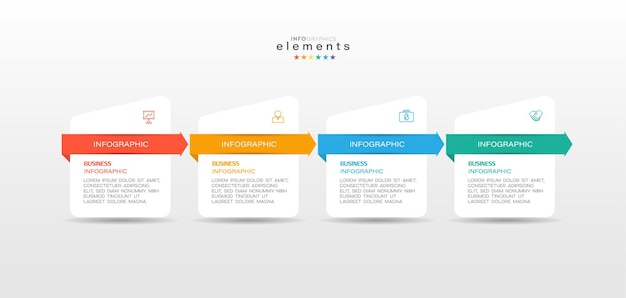 Plik wektorowy infografika element z ikonami i 4 opcjami lub krokami