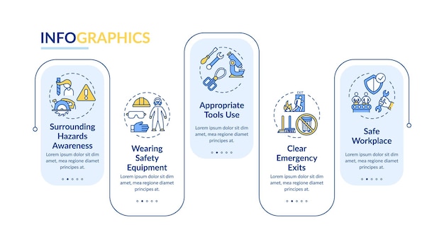 Infografika Elementów Bezpieczeństwa W Miejscu Pracy Szablon Na Białym Tle