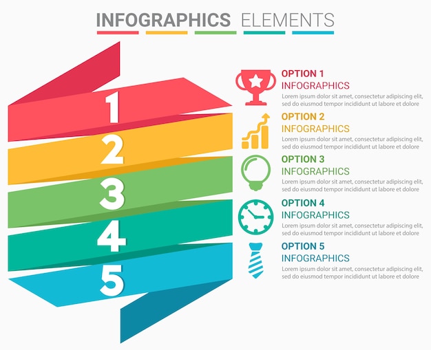 Plik wektorowy infografika elementu abstrakcyjny wzór numer pięć szablon listy