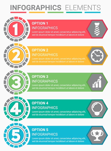 Plik wektorowy infografika elementu abstrakcyjny wzór numer pięć szablon listy