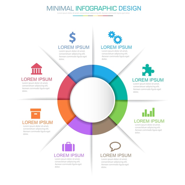 Plik wektorowy infografika elementy z procesem ikon biznesowych lub etapami i opcjami projektowania wektorów przepływu pracy
