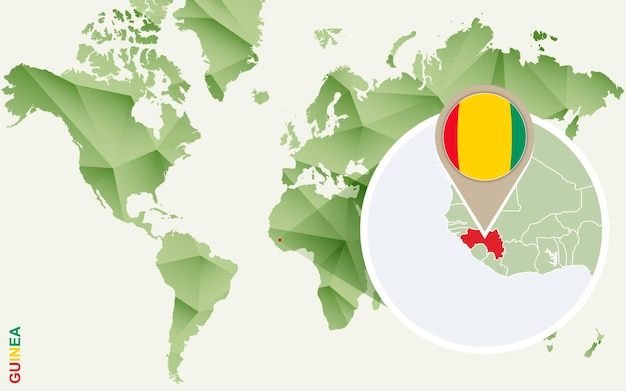 Plik wektorowy infografika gwinei szczegółowa mapa gwinei z flagą