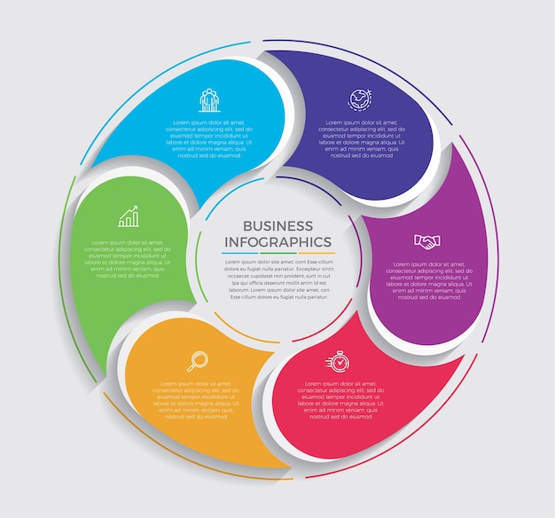 Infografika Ikony Projektowania I Marketingu. Koncepcja Biznesowa Z 6 Opcjami, Krokami Lub Procesami.