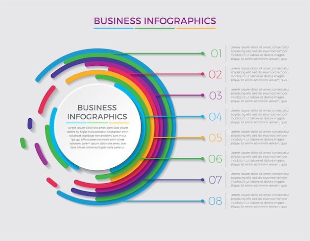 Infografika Ikony Projektowania I Marketingu. Koncepcja Biznesowa Z 8 Opcjami, Krokami Lub Procesami.