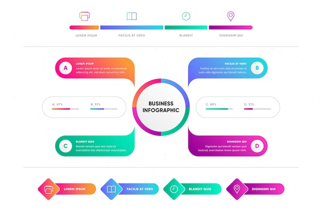 Infografika Kreatywnych Kolorowy Biznes Gradientu
