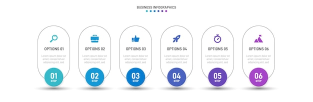 Infografika Linii Czasowej Z Wykresem Informacyjnym Nowoczesny Szablon Prezentacji Z 6 Punktami Dla Procesu Biznesowego