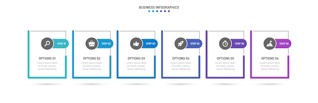 Infografika Linii Czasowej Z Wykresem Informacyjnym Nowoczesny Szablon Prezentacji Z 6 Punktami Dla Procesu Biznesowego