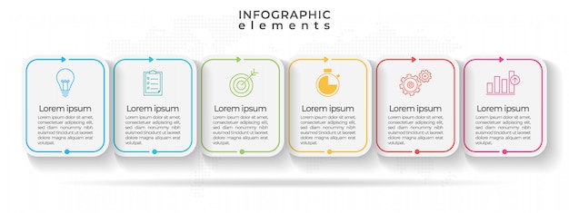 Infografika Nowoczesnej Osi Czasu Z Sześcioma Opcjami Lub Krokiem.