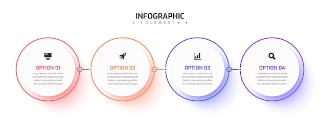 Infografika Prezentacja Projektu Biznes Infografika Szablon Z Opcją Okrągłej Etykiety 4 I Ikoną