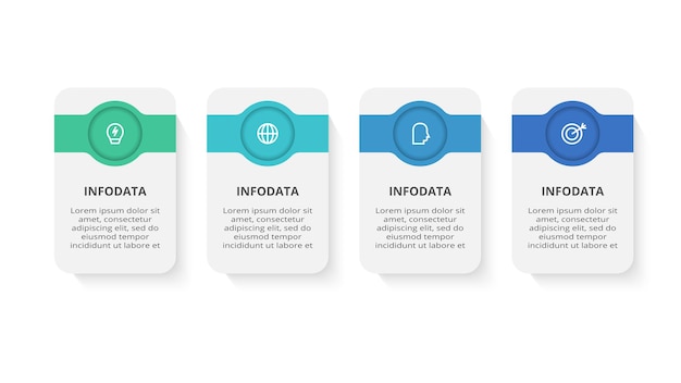 Infografika Prostokątów Z 4 Krokami Opcji Części Lub Procesów Wizualizacja Danych Biznesowych