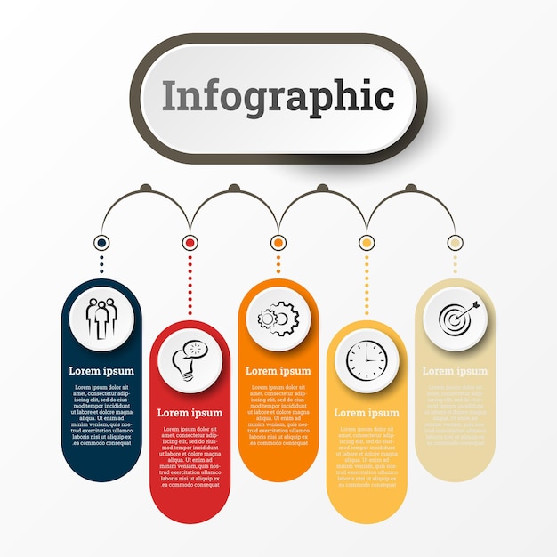 Infografika Przedstawiająca Szczegółowy Raport Biznesowy Podzielony Na 5 Tematów