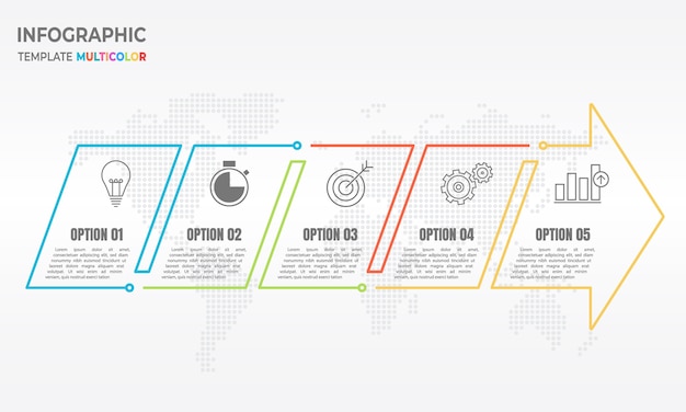 Infografika Strzałka Cienka Linia 5 Opcji.