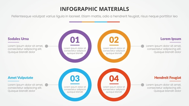 Infografika Szablon Prezentacji Slajdu Z Nowoczesnym Kolorem W Stylu Płaskiego O Kształcie 4 Kół