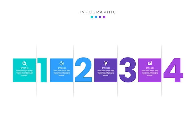 Infografika Szablon Projektu Etykiety Z Ikonami I 4 Opcjami Lub Krokami