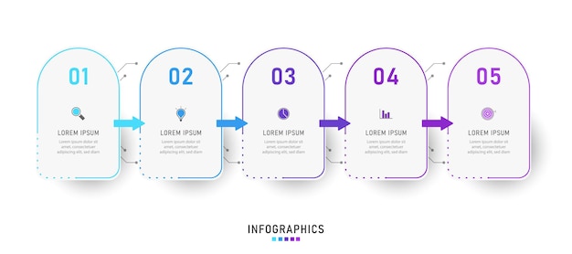 Infografika Szablon Projektu Etykiety Z Ikonami I 5 Opcjami Lub Krokami