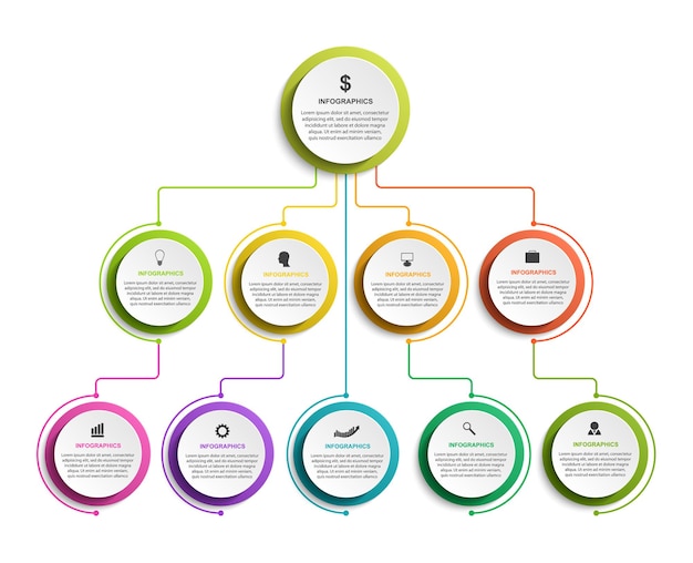 Infografika szablon schematu organizacyjnego do prezentacji biznesowych
