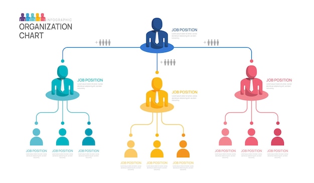 Plik wektorowy infografika szablon schematu organizacyjnego z ikonami ludzi biznesu wektor infografika dla biznesu