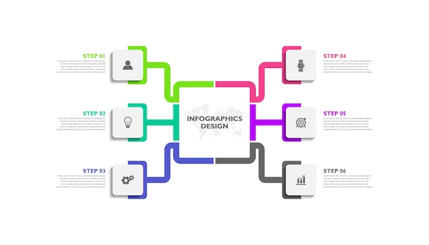 Infografika Sześcioetapowy Element Biznesowy Kolorowe Mieszkanie