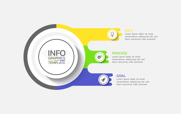 Infografika Wektor Projekt Biznes Ikony Szablon 3 Krok